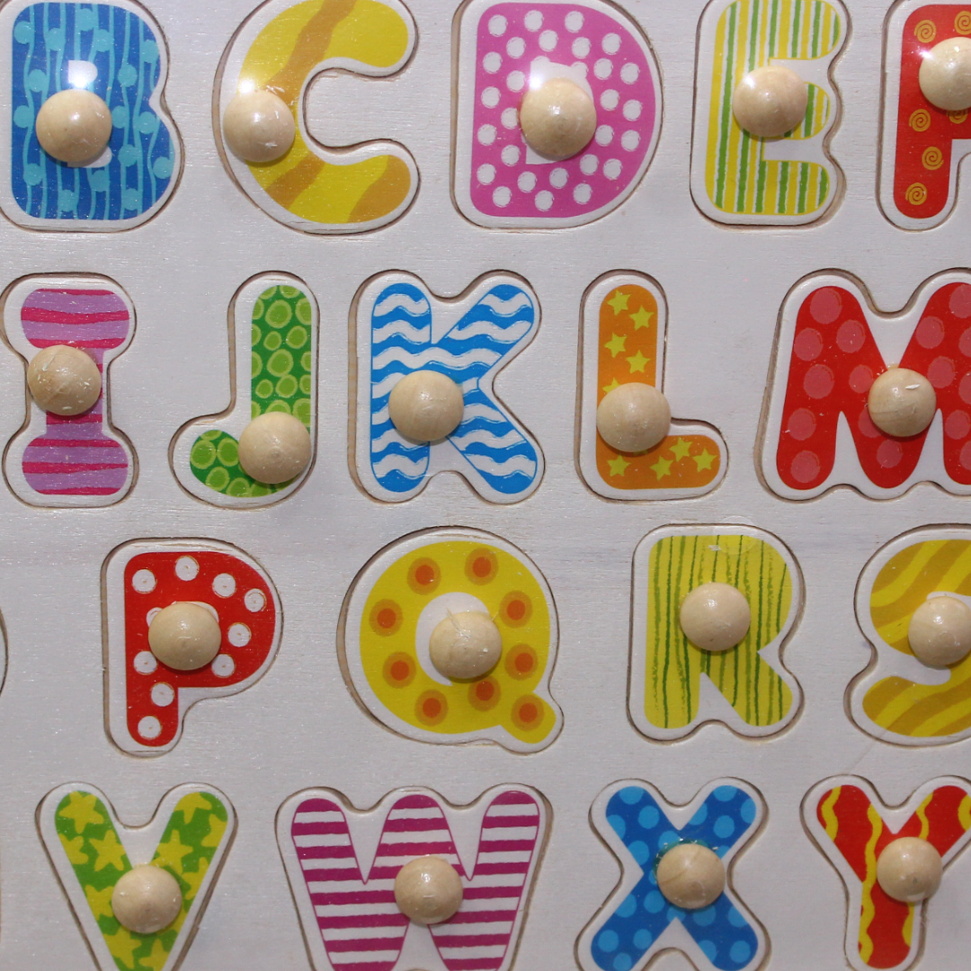 Wooden English Alphabet Knob Puzzle