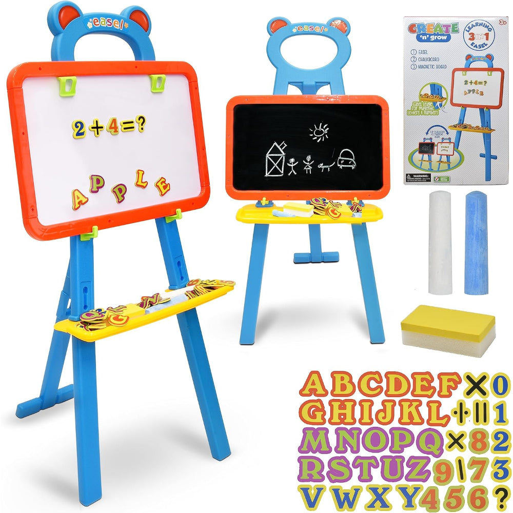3-in-1 Kids Learning Easel and Drawing Set