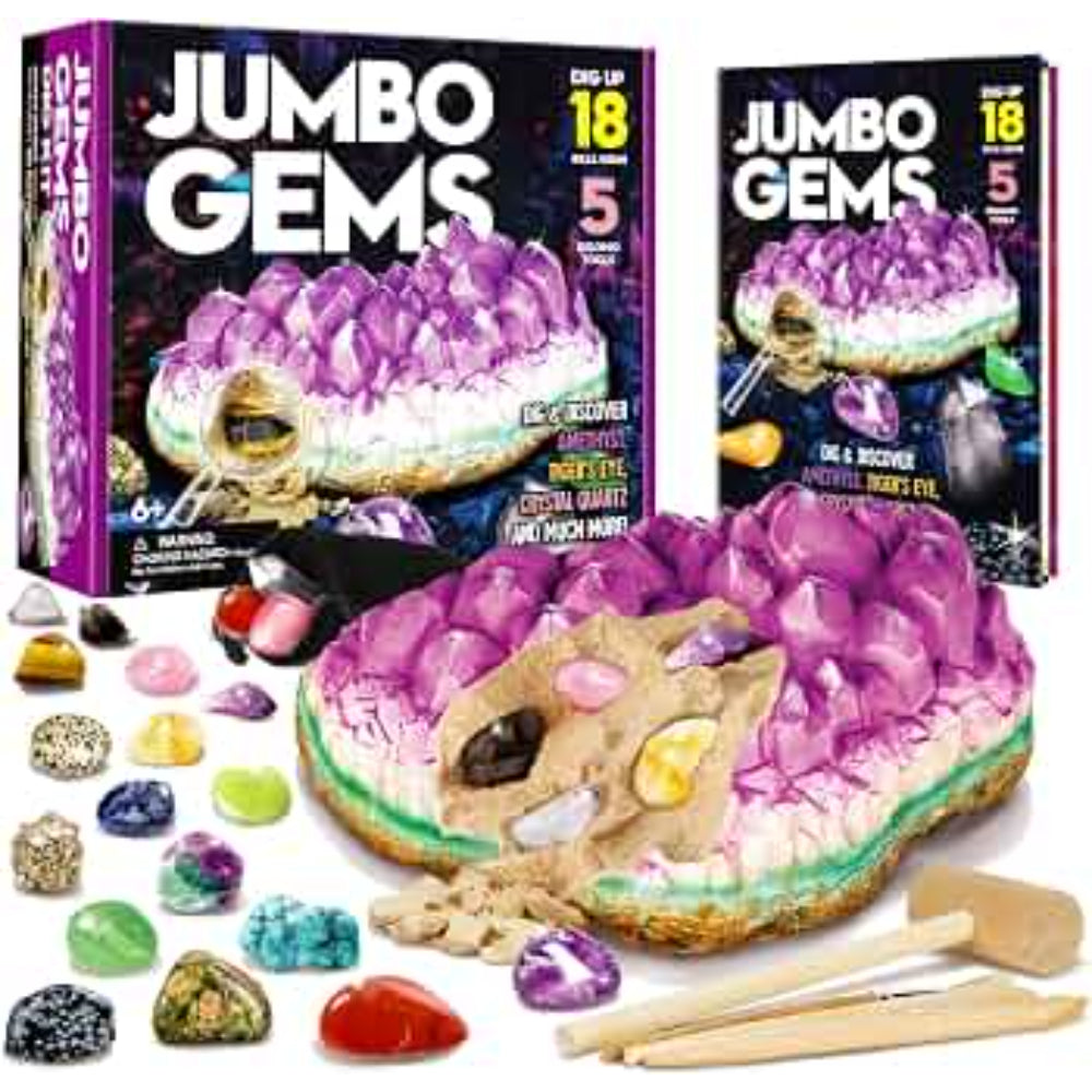 Eduman Jumbo Gems 18 Real Gemstones Dig Kit