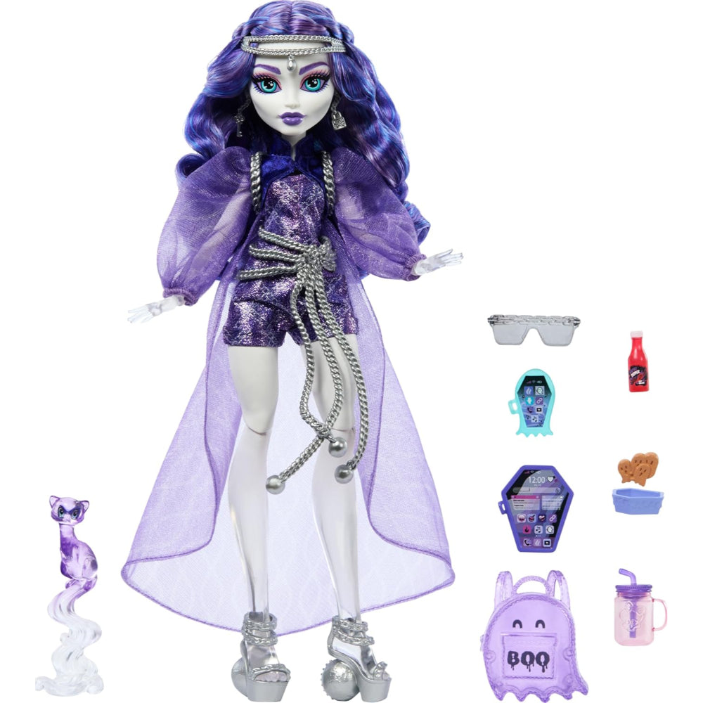Mattel Monster High Spectra Vondergeist Fashion Doll – Pet Ferret Rhuen and Accessories