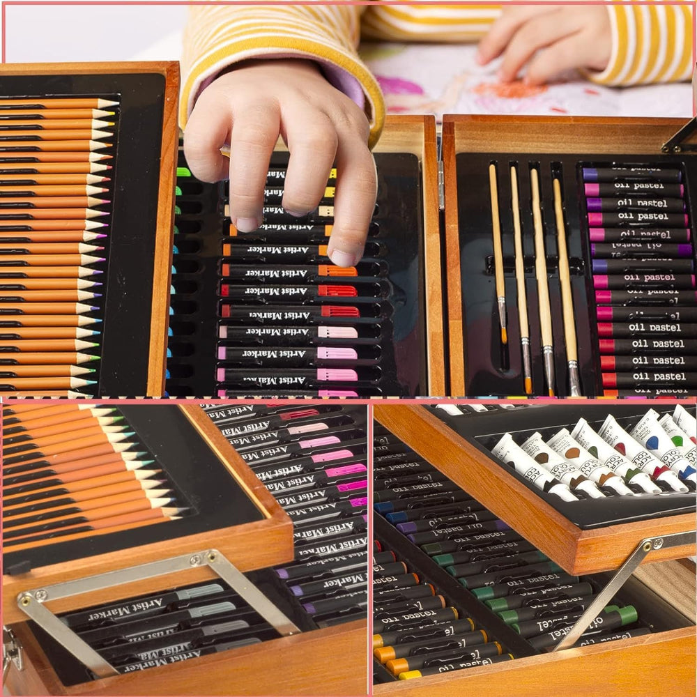 Wooden Box: Drawing & Painting Set – 174 Pcs