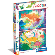 Clementoni Funny Dinosaurs Super Color 2-in-1 Puzzle – 2X20 Pcs