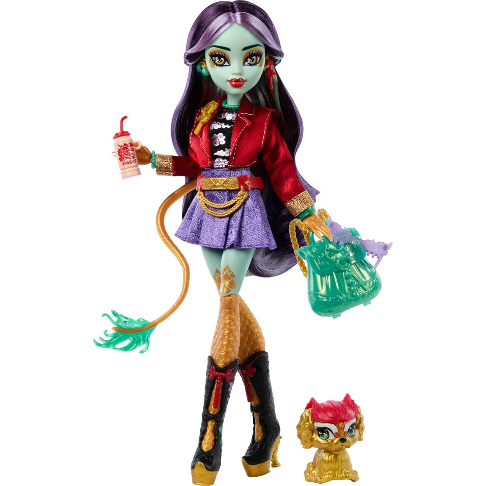 Mattel Monster High Jinafire Long Fashion Doll – Pet Dog Cloudy “Yun Yun” and Accessories