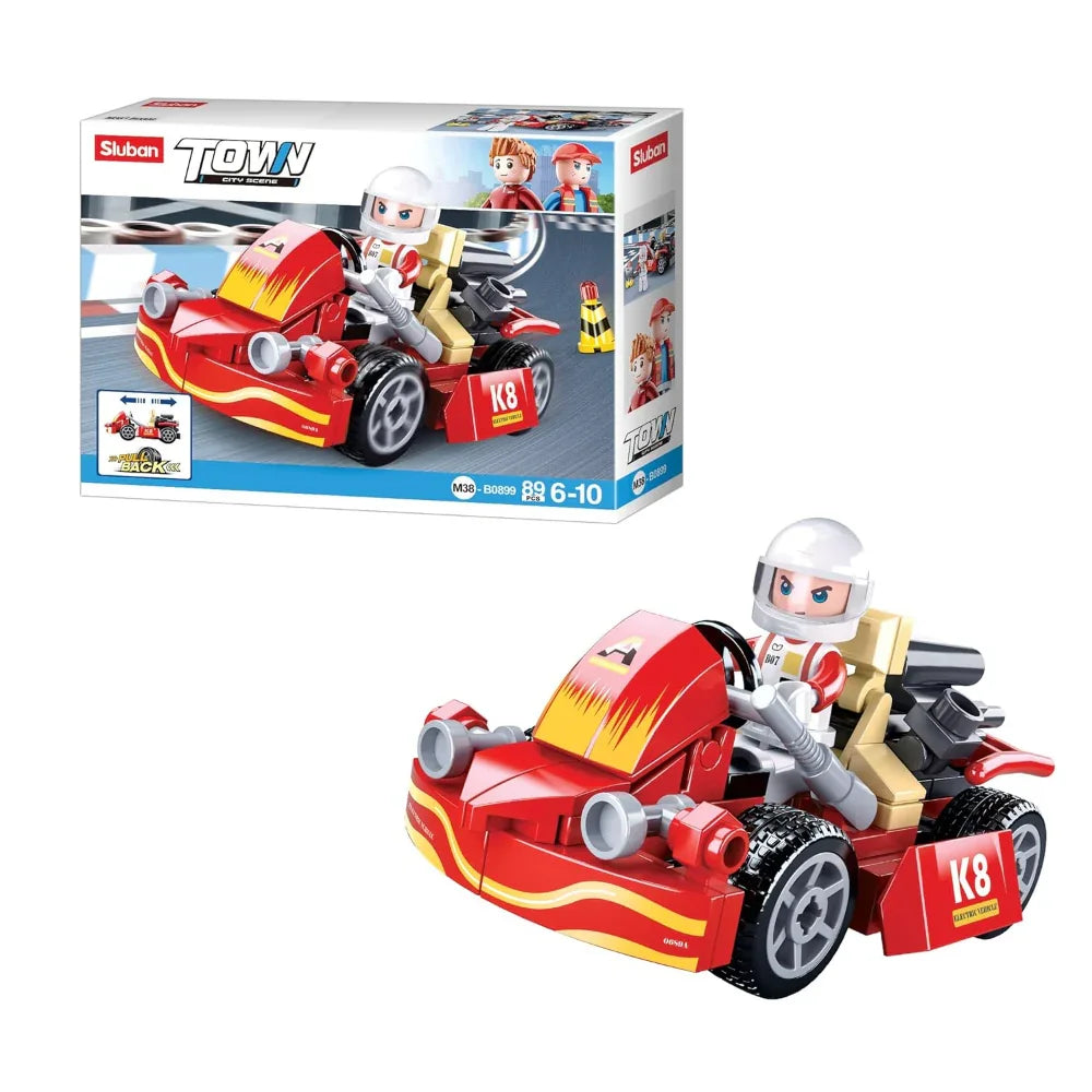 Sluban Town City Scene Pull Back Kart Building Blocks Set - 89 Pcs