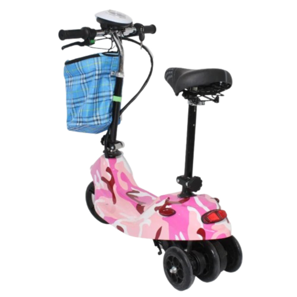 Electric Scooter for Kids with Headlight and Contact - Pink Camouflage