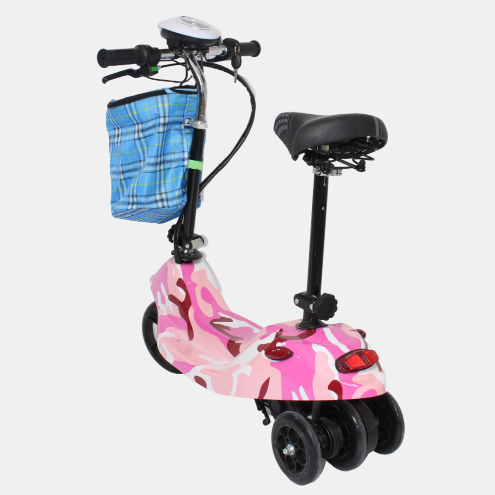 Electric Scooter for Kids with Headlight and Contact - Pink Camouflage