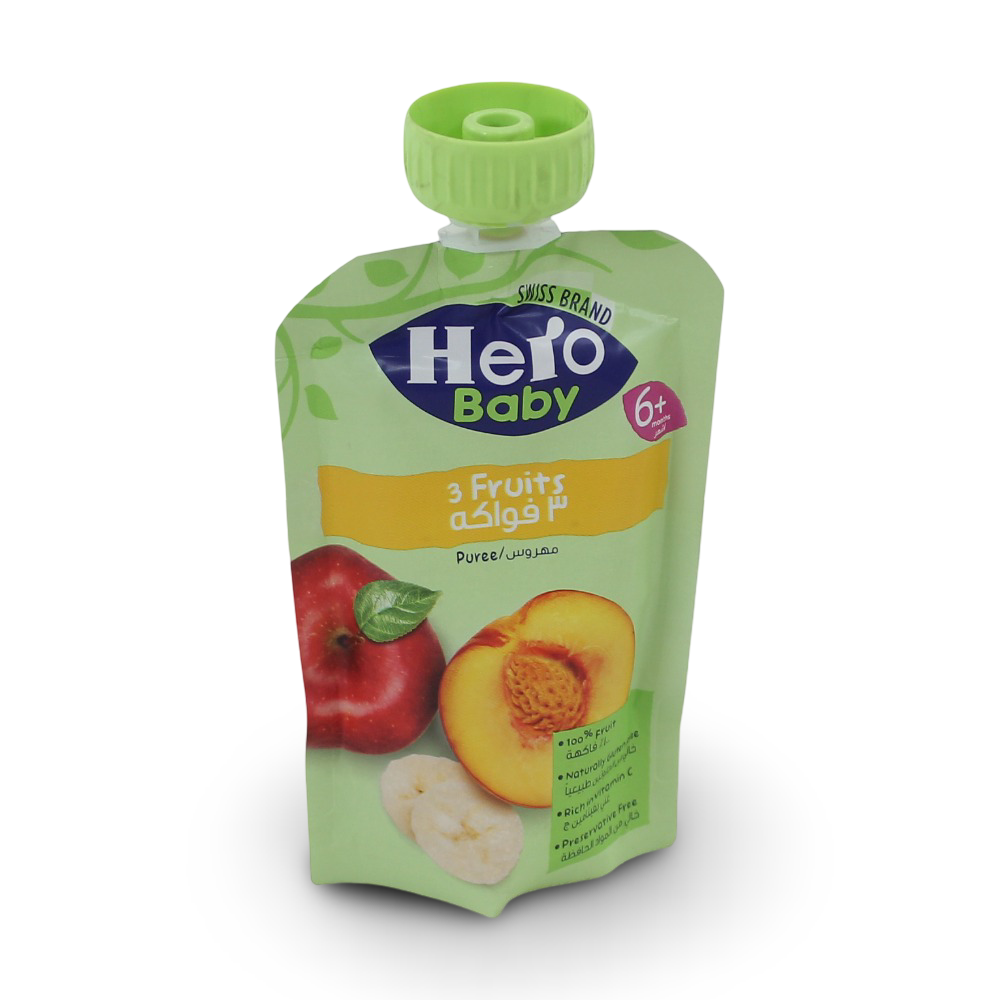 Hero Baby Pouch 3 Fruits Puree 100 gm - Baby Essentials