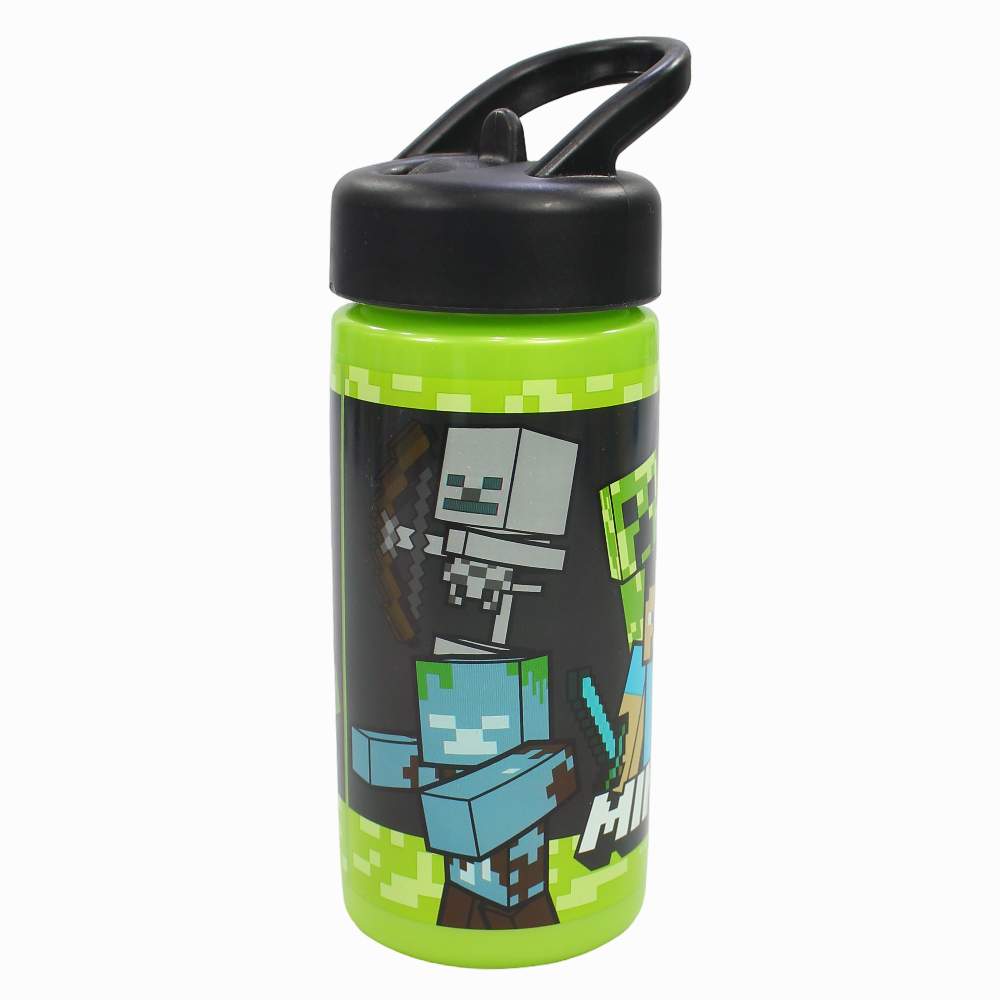 Stor Minecraft Sports Water Bottle with Straw and Built-in Handle 410ml