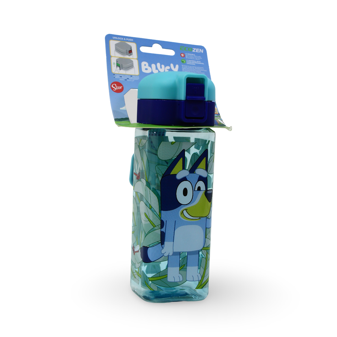 Stor Bluey Ecozen Safety Lock Square Water Bottle – 550ml