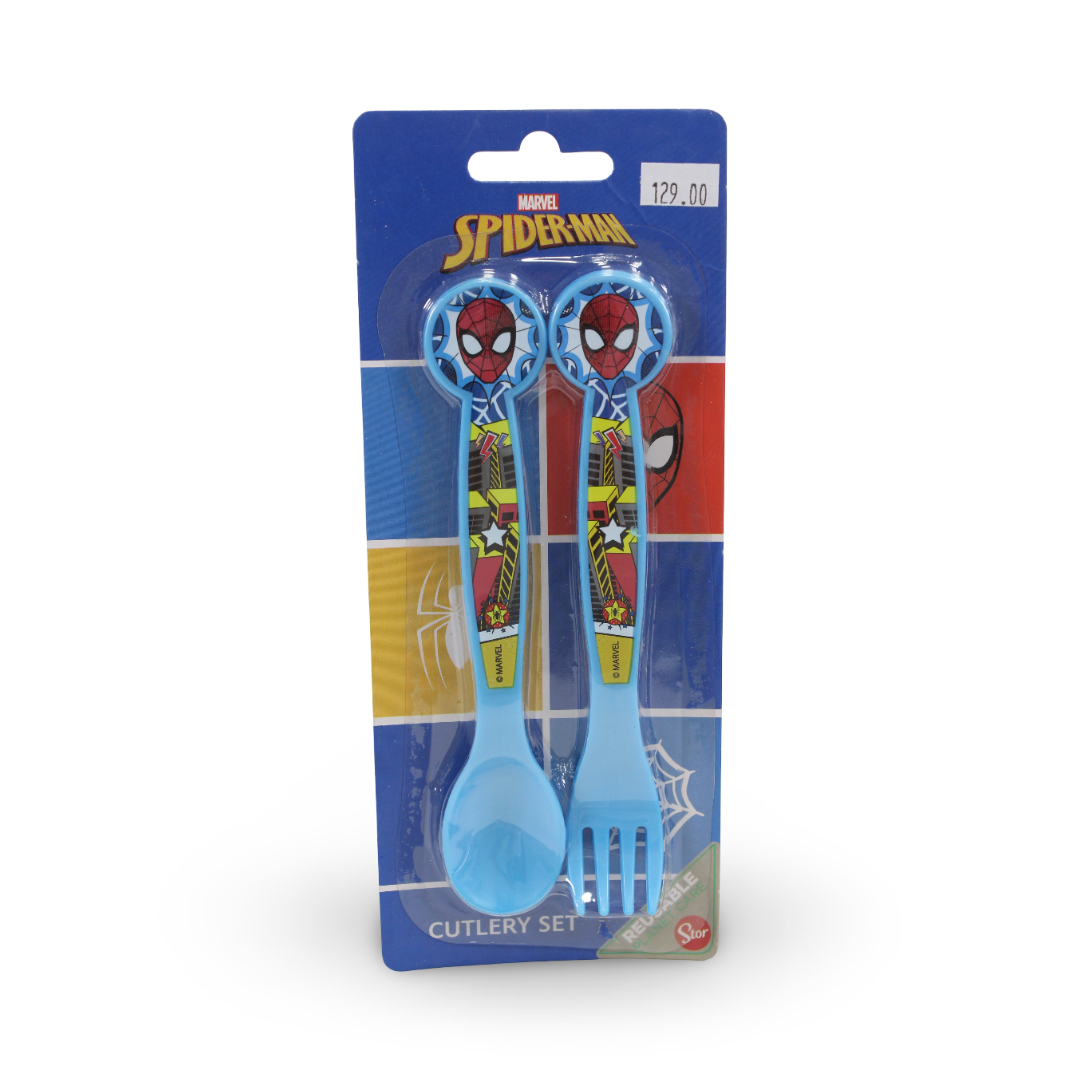 Stor Spider-Man Cutlery Set (Fork and Spoon) – Baby Blue