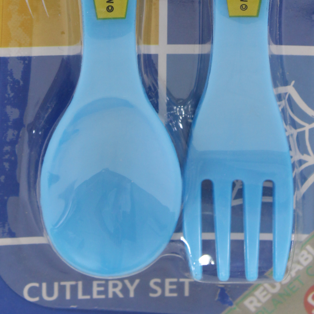 Stor Spider-Man Cutlery Set (Fork and Spoon) – Baby Blue