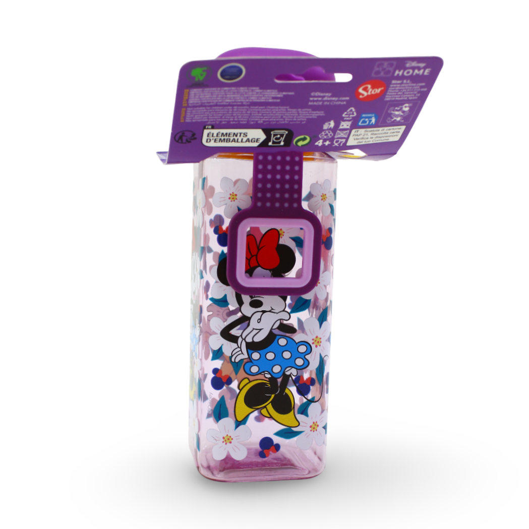 Stor Minnie Mouse Safety Lock Square Ecozen Water Bottle – 550ml