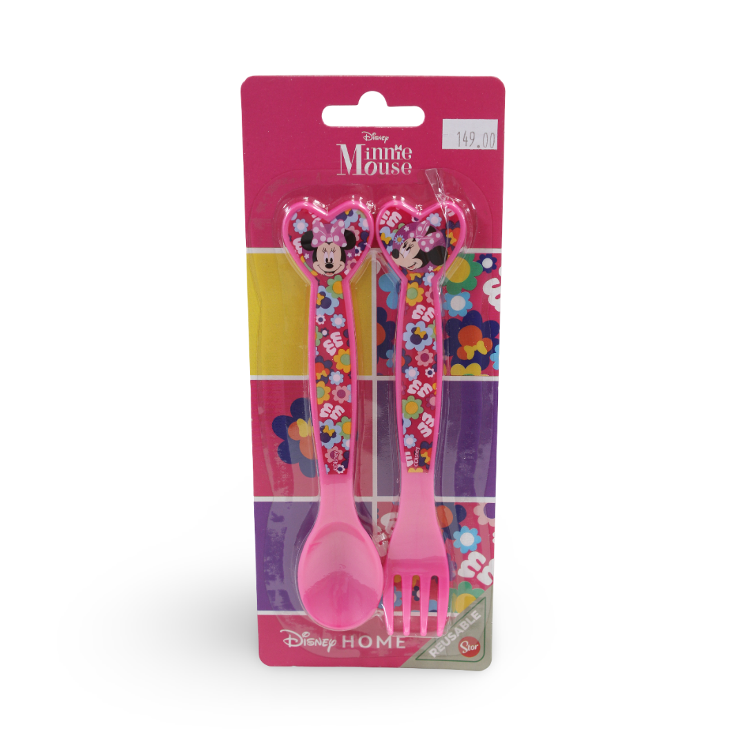 Stor Minnie Mouse Cutlery Set (Fork and Spoon) – Pink