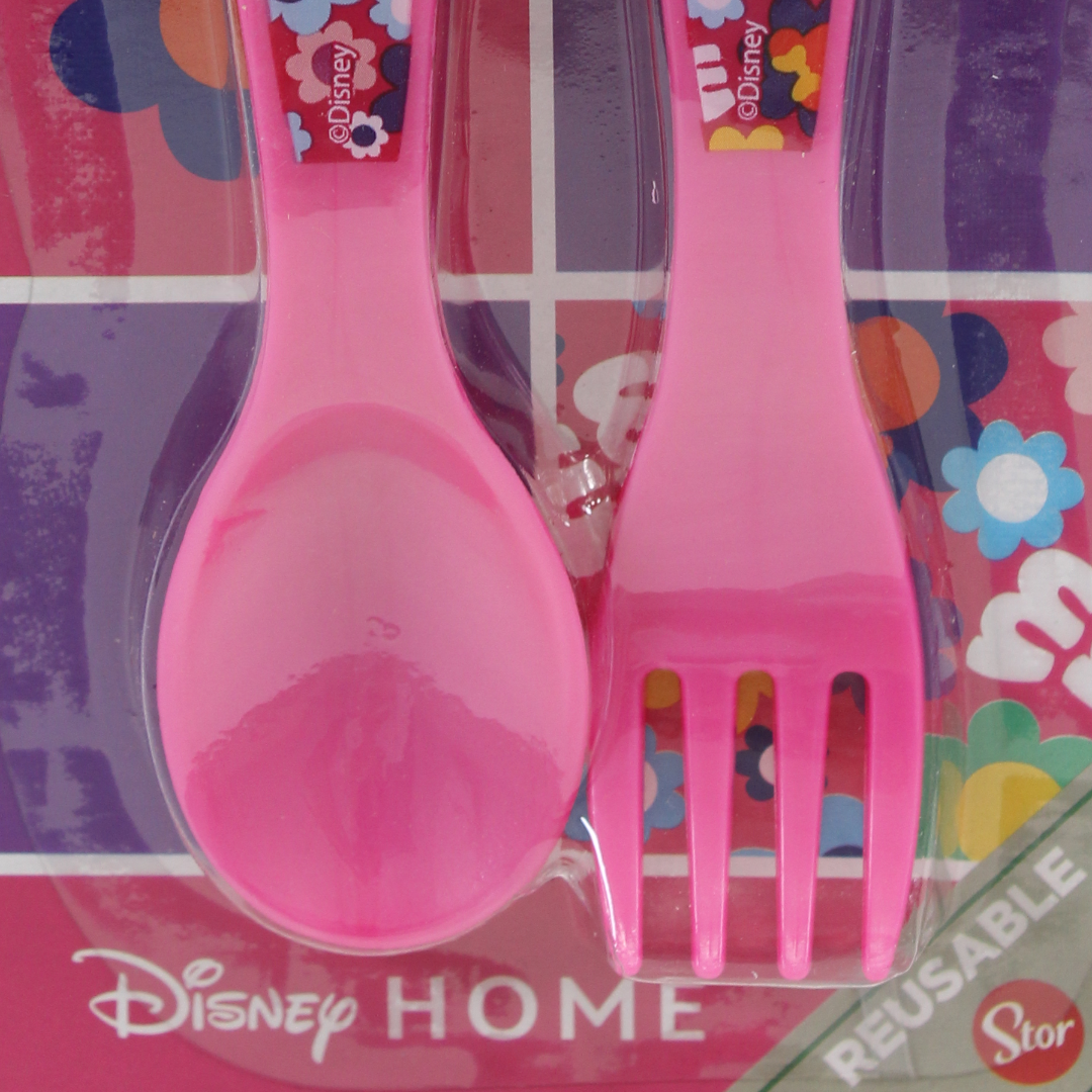 Stor Minnie Mouse Cutlery Set (Fork and Spoon) – Pink