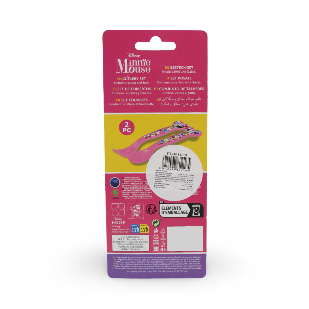 Stor Minnie Mouse Cutlery Set (Fork and Spoon) – Pink
