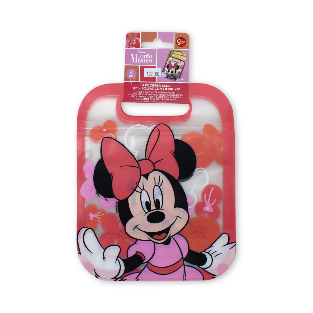 Stor 4-Piece Minnie Mouse Reusable Zipper Bag Set