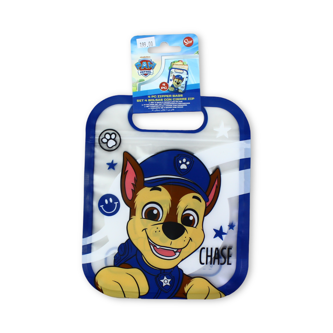 Stor Paw Patrol 4-Piece Reusable Zip-Lock Bag Set