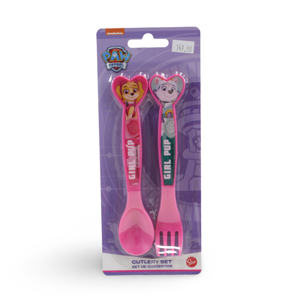 Stor Paw Patrol Cutlery Set (Fork and Spoon) – Pink