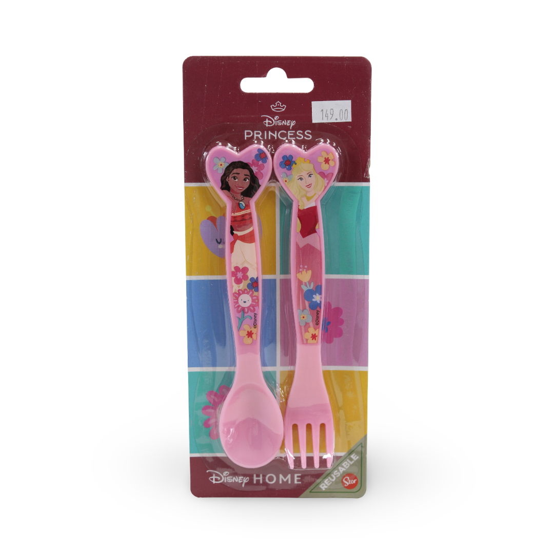 Stor Princess Cutlery Set (Fork and Spoon) – Pink