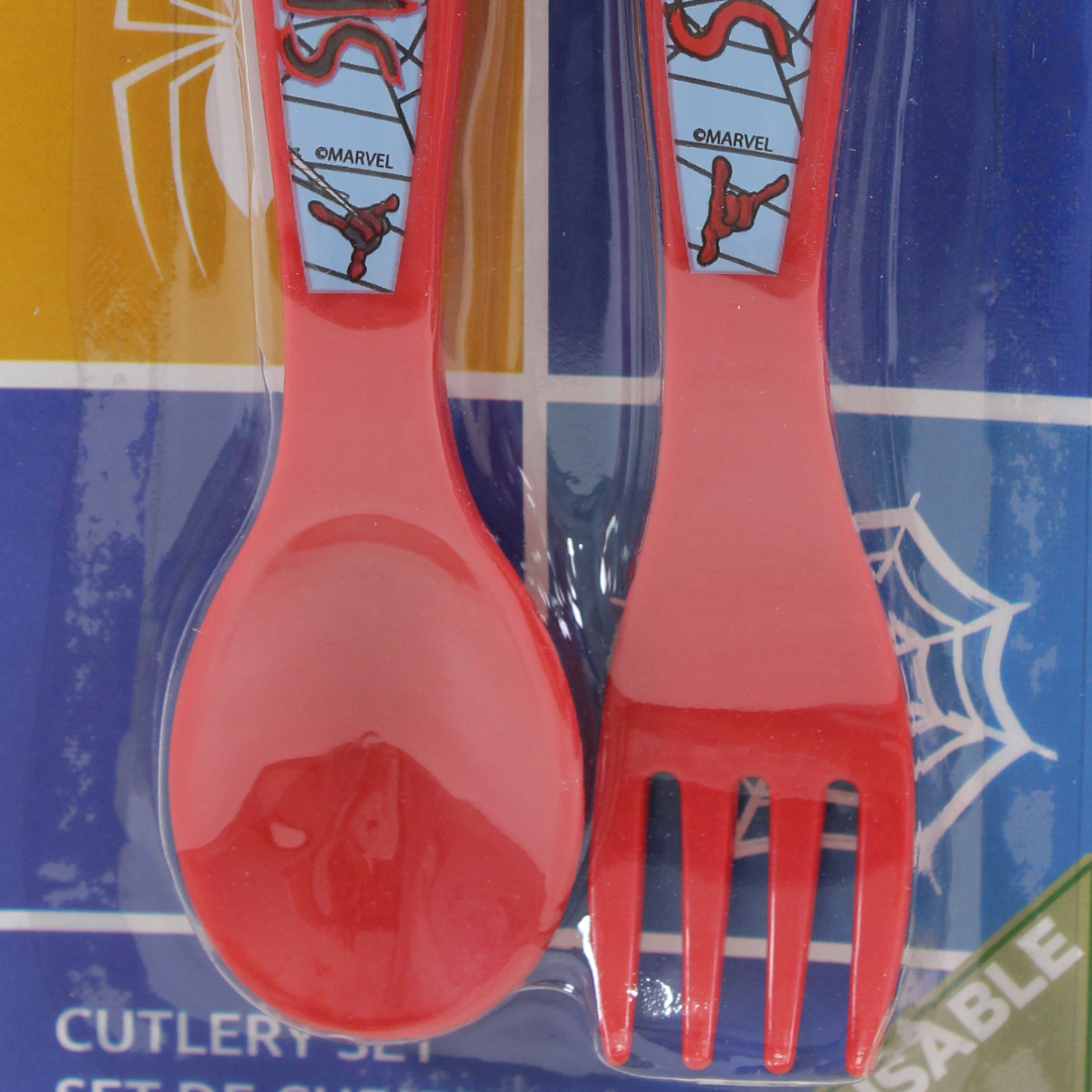 Stor Spider-Man Cutlery Set (Fork and Spoon) – Red