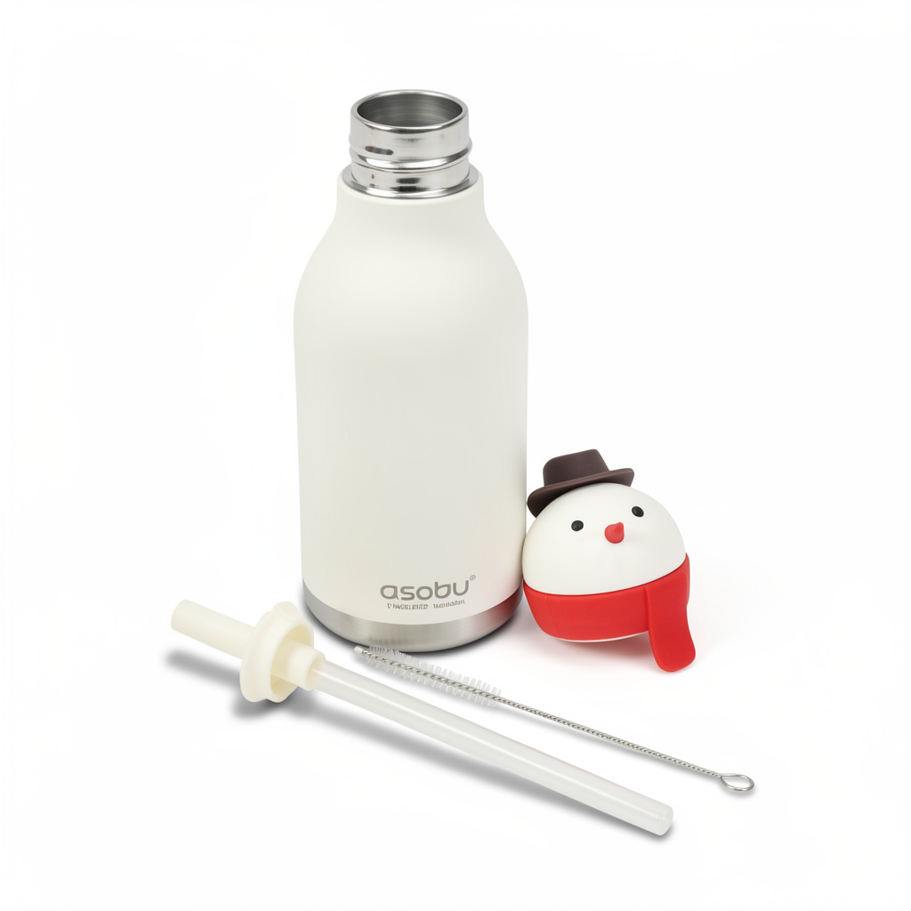 Asobu Bestie Snow Man Bottle 460ml – White