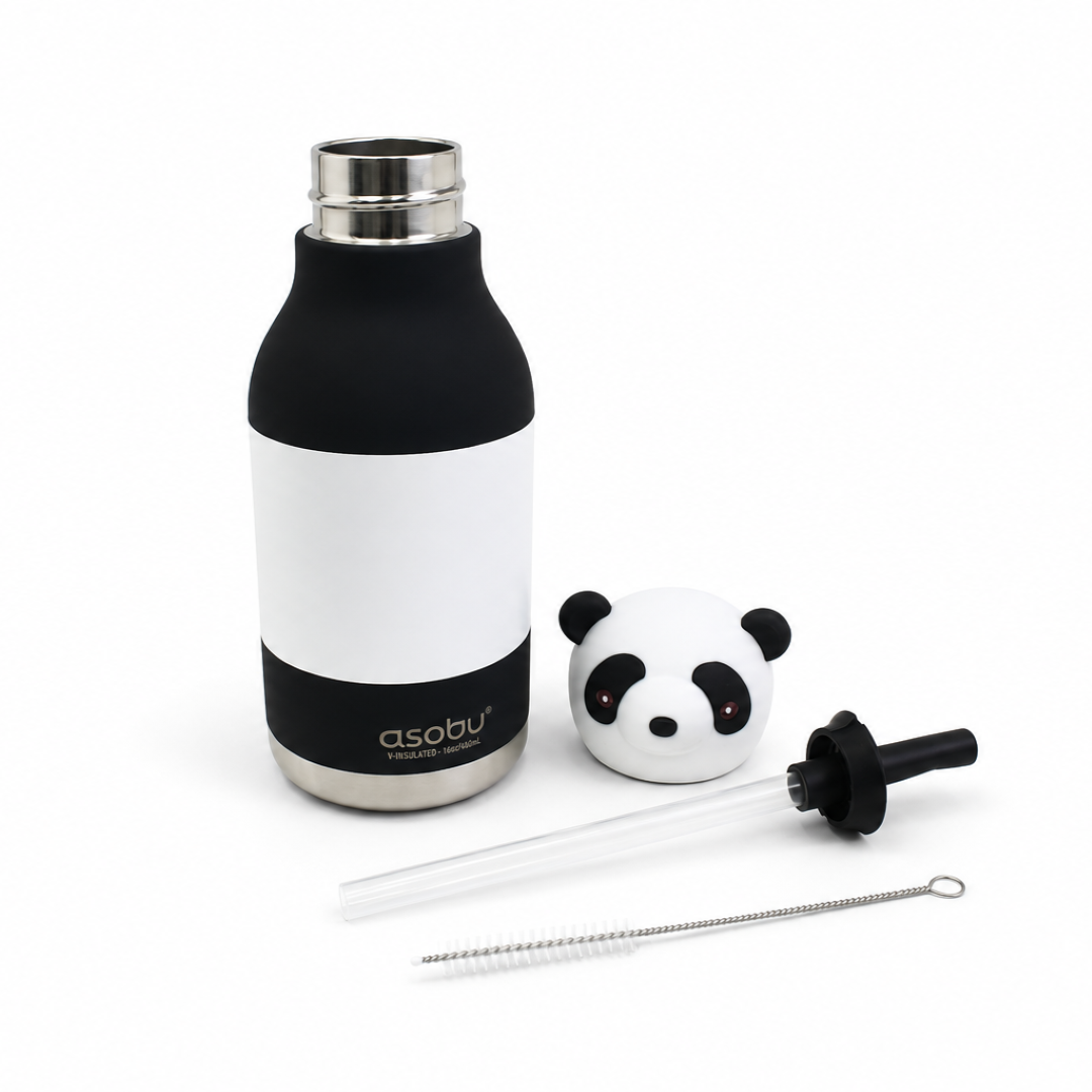 Asobu Bestie Panda Bottle 460ml – White & Black