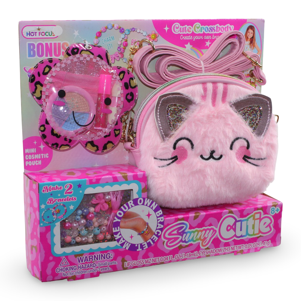 Hot Focus Sunny Cutie Kitten Cute Crossbody Beauty Bag