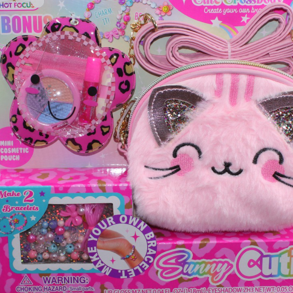 Hot Focus Sunny Cutie Kitten Cute Crossbody Beauty Bag