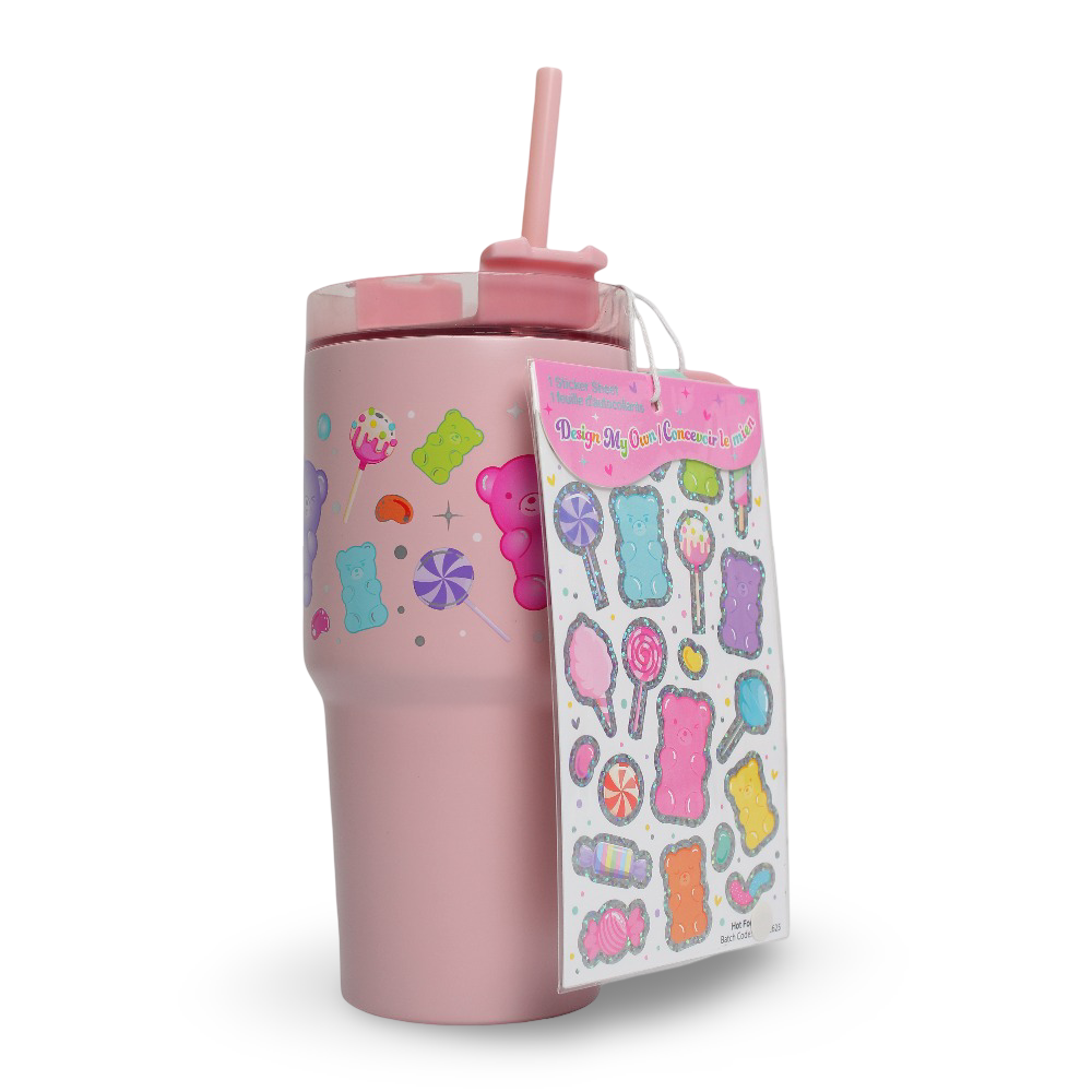 Hot Focus On-The-Go Mug with Straw + Stickers - Pink