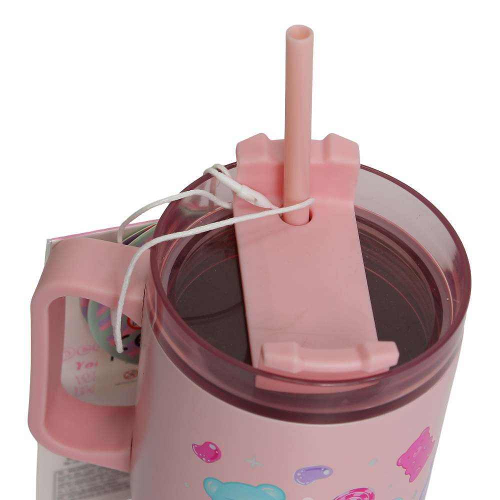 Hot Focus On-The-Go Mug with Straw + Stickers - Pink