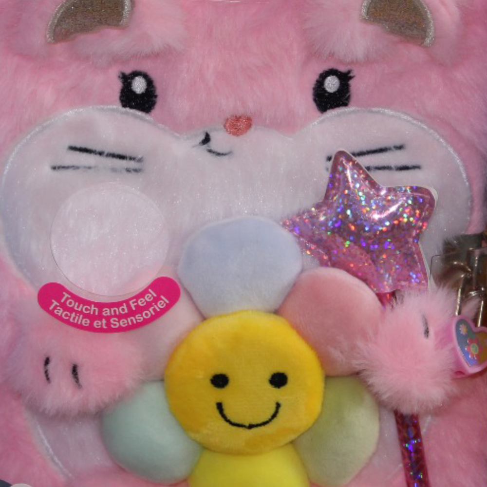 Hot Focus Light-up Fuzzy Diary with Lock and Pen – (160 Lined Pages)