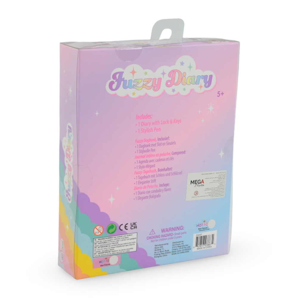 Hot Focus Light-up Fuzzy Diary with Lock and Pen – (160 Lined Pages)