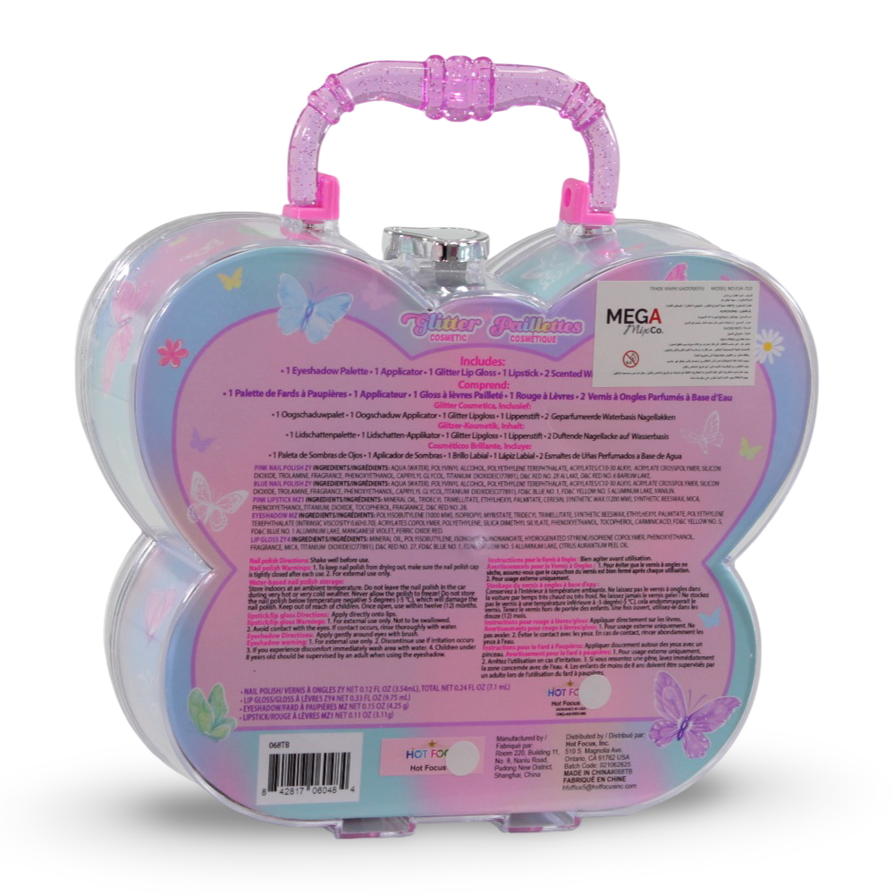 Hot Focus Butterfly Glitter Cosmetic Set