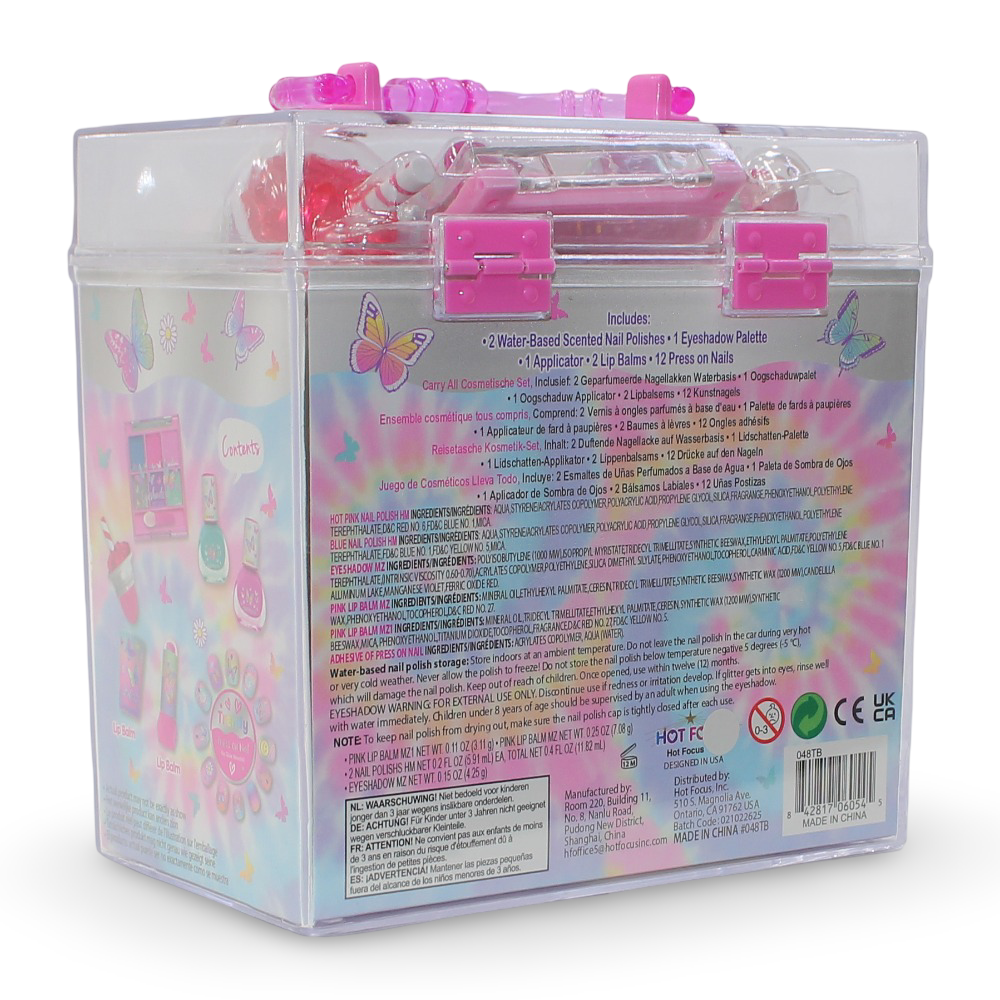 Hot Focus Carryall Cosmetic Case – Multicolor with Butterfly Design