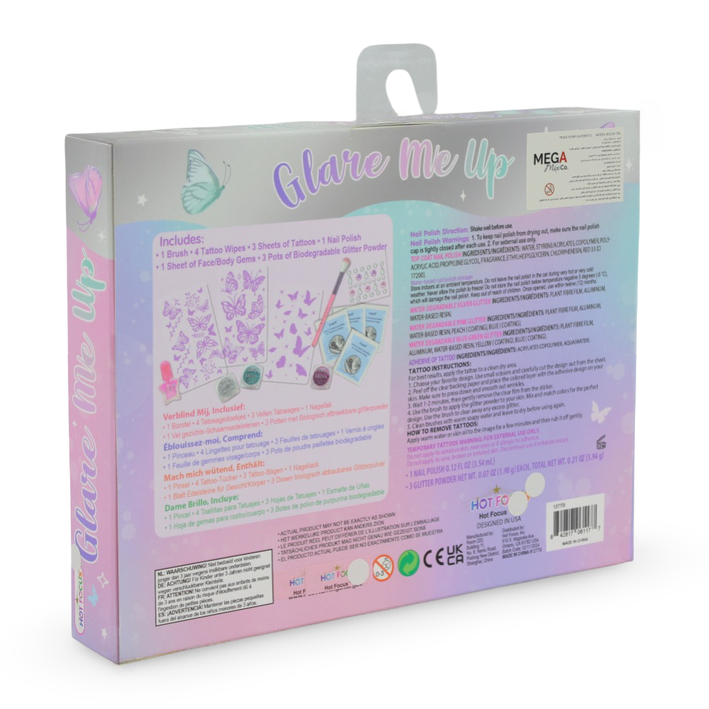 Glitter Makeup Butterfly Nail Fashion Set (Biodegradable Glitter)