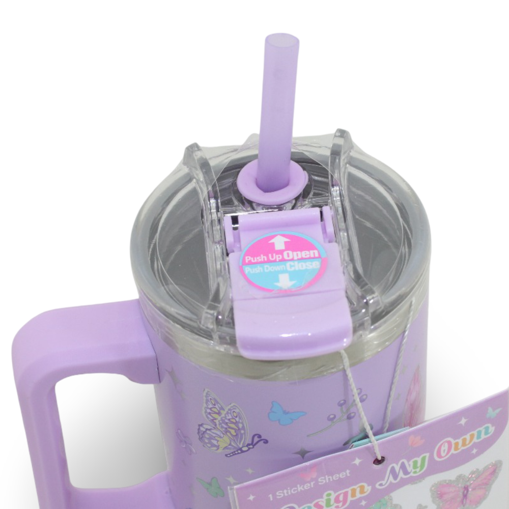 Hot Focus Insulated Unique Tumbler with Butterflies Stickers