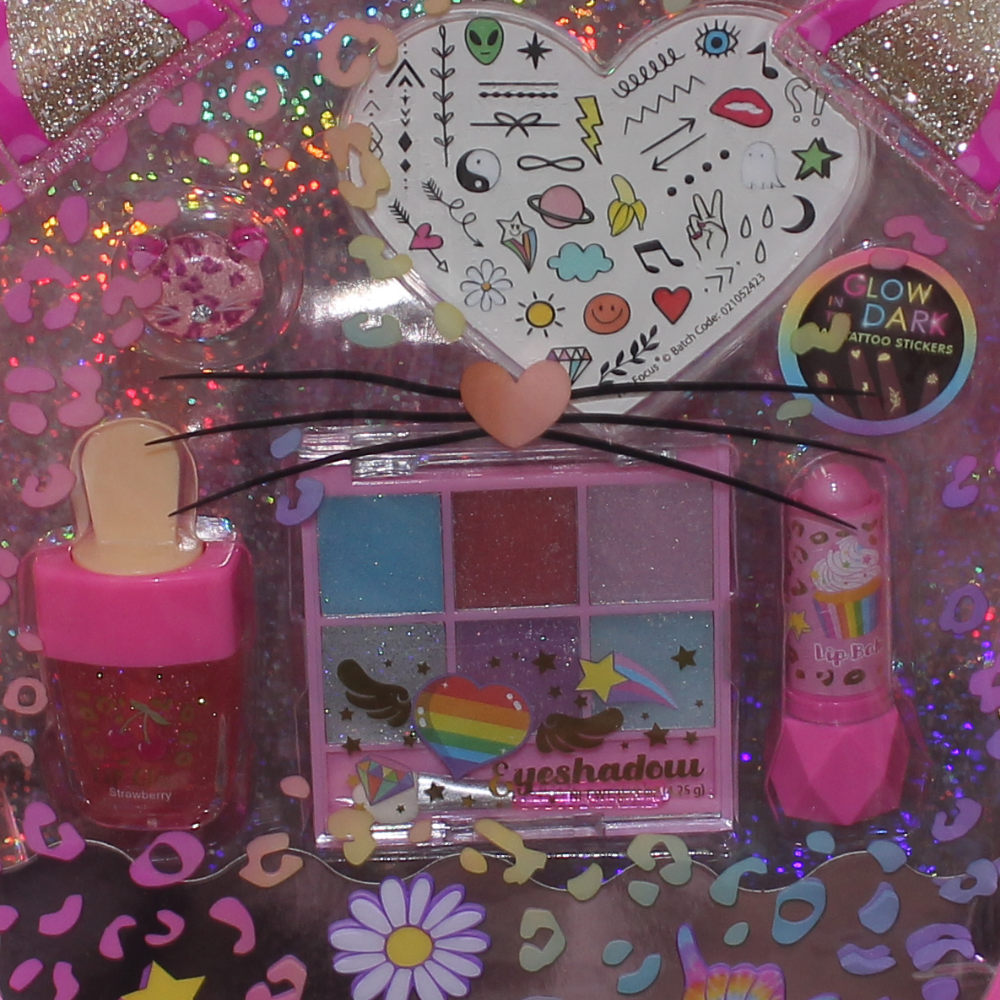 Hot Focus Leopard-Shaped Makeup Backpack – Pink with Glitter