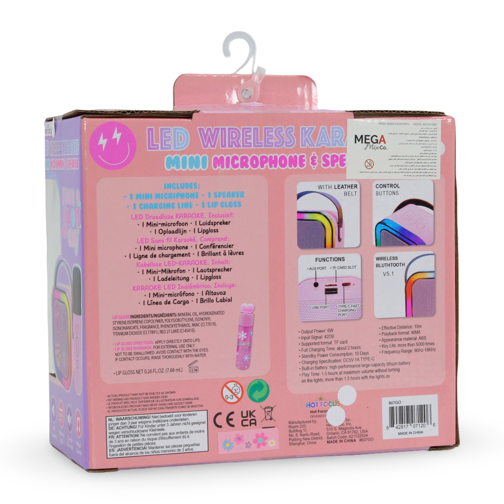 Hot Focus LED Wireless Karaoke Mini Microphone & Speaker