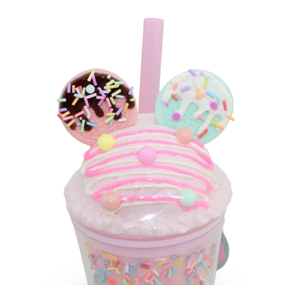 Hot Focus Pink Ice Cream-Shaped Flask with Glow-in-the-Dark Stick-On Earrings