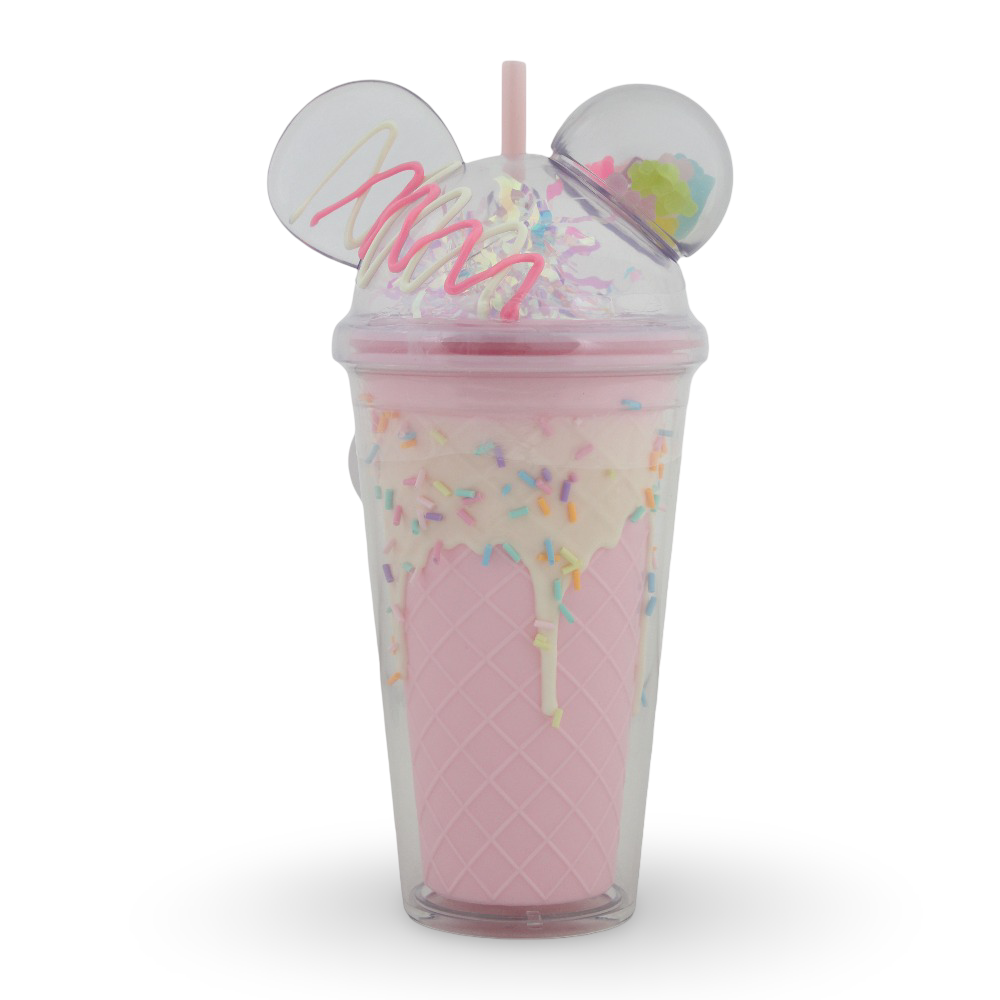 Hot Focus Pink Ice Cream-Shaped Flask with Stick-On Earrings