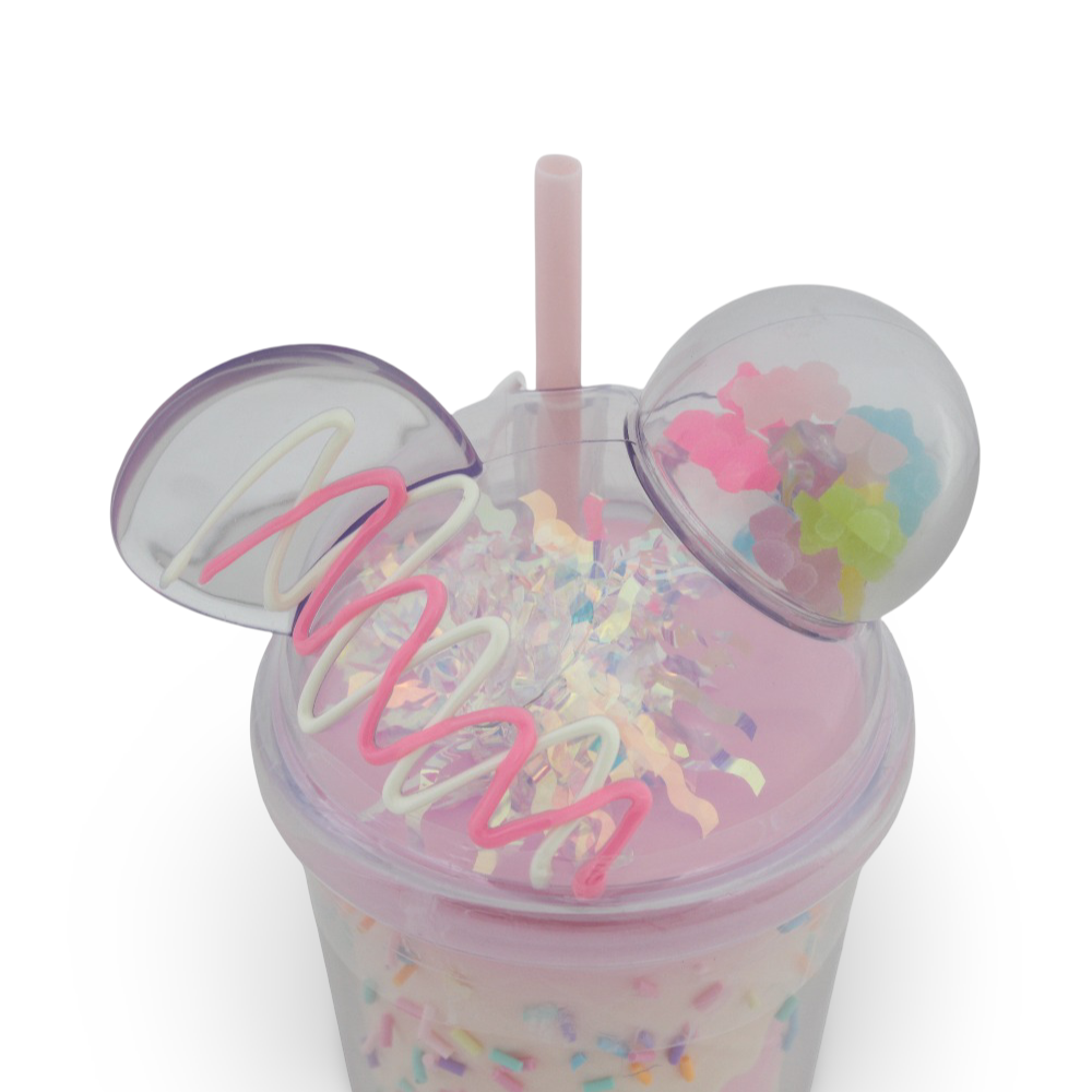 Hot Focus Pink Ice Cream-Shaped Flask with Stick-On Earrings