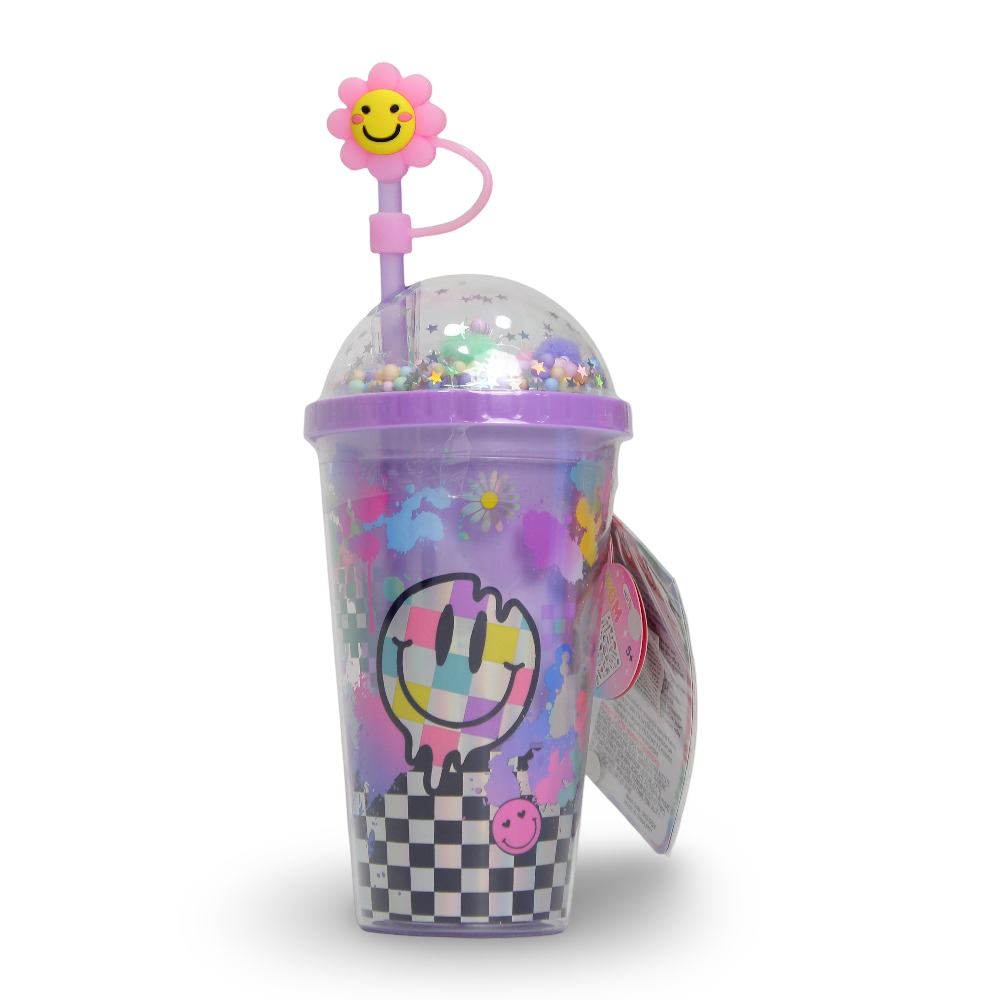 Hot Focus Purple Flask with Straw + Glow-in-the-Dark Tattoo Stickers