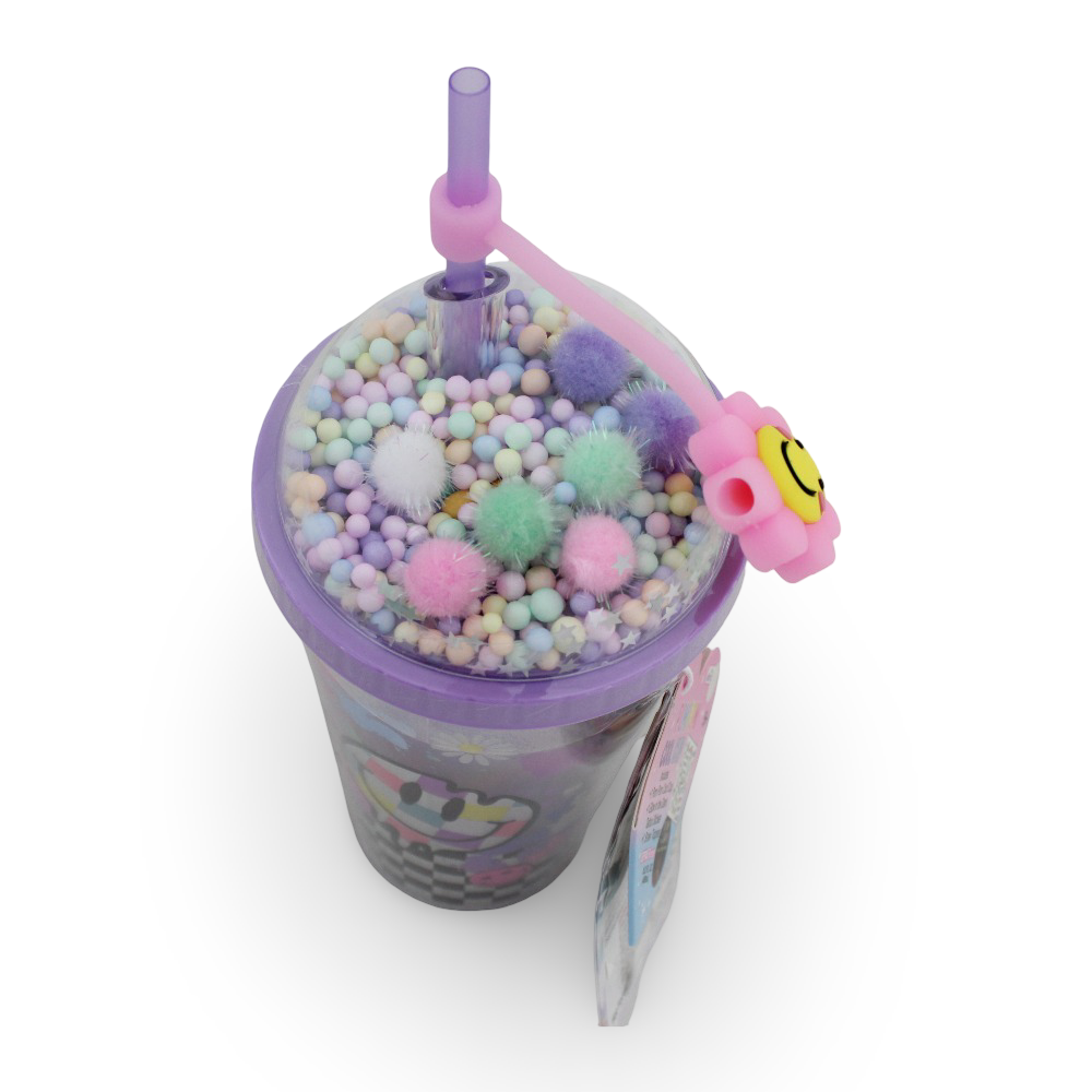 Hot Focus Purple Flask with Straw + Glow-in-the-Dark Tattoo Stickers