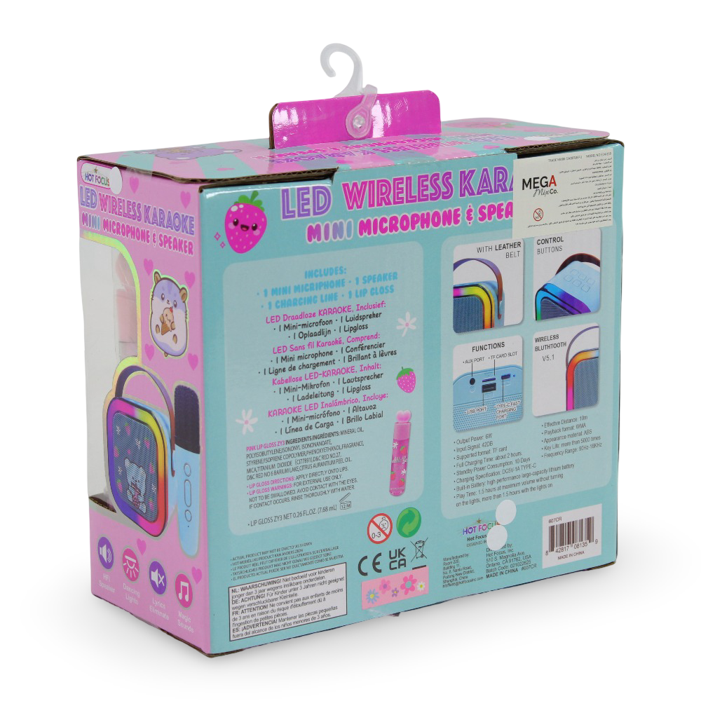 Kids LED Wireless Karaoke Set with Microphone and Speaker