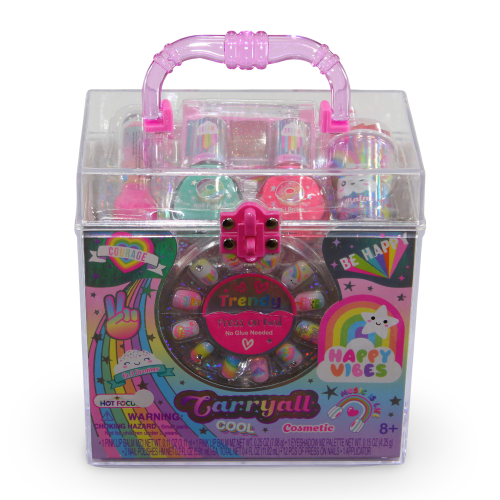 Hot Focus Carryall Cosmetic Case – Pink Happy Vibes Design