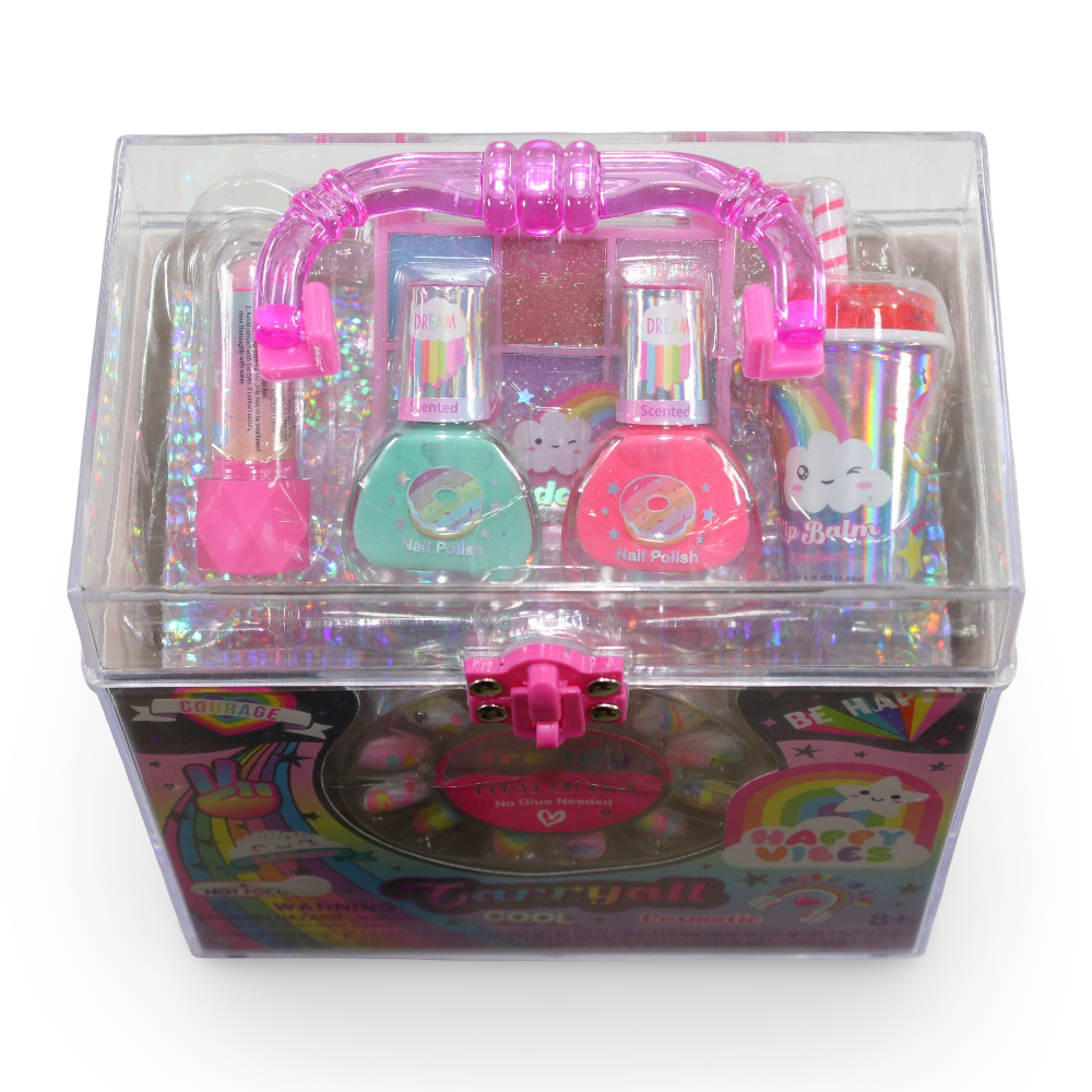 Hot Focus Carryall Cosmetic Case – Pink Happy Vibes Design