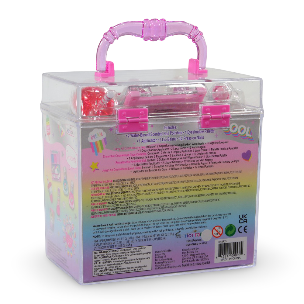 Hot Focus Carryall Cosmetic Case – Pink Happy Vibes Design