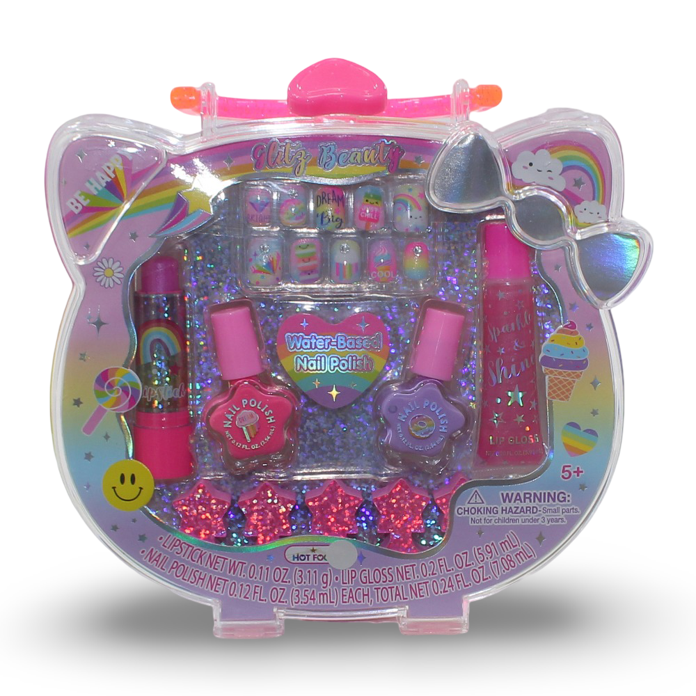 Hot Focus Glittery Nail Accessories Set – Pink