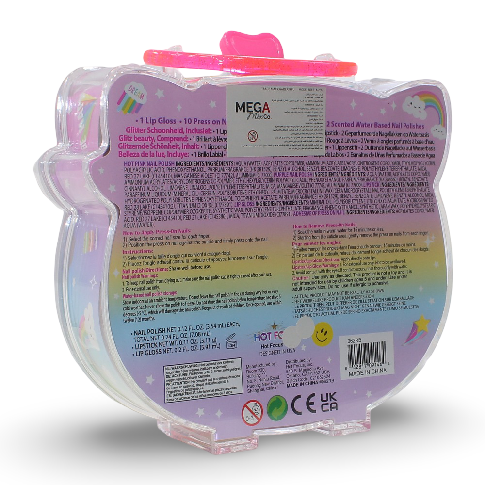 Hot Focus Glittery Nail Accessories Set – Pink