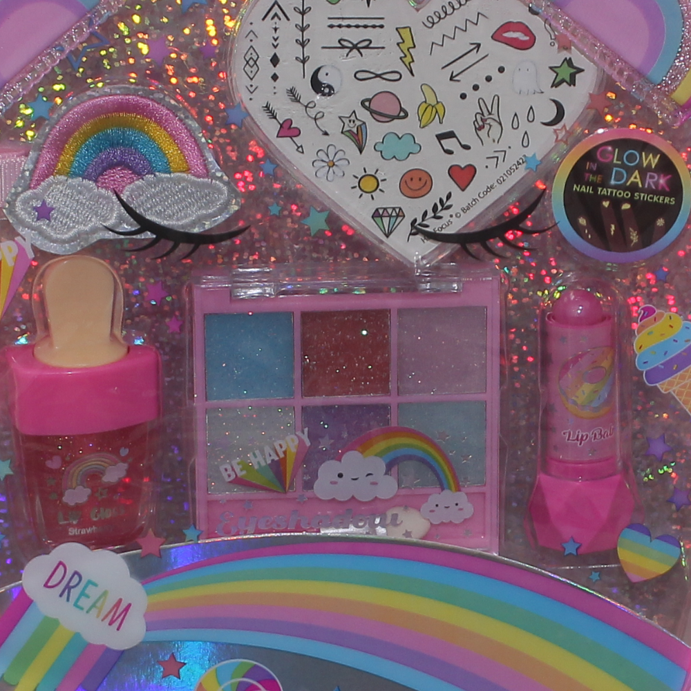 Hot Focus Makeup Backpack Set – Rainbow Unicorn Design